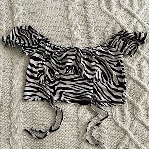 Black and white zebra print crop top